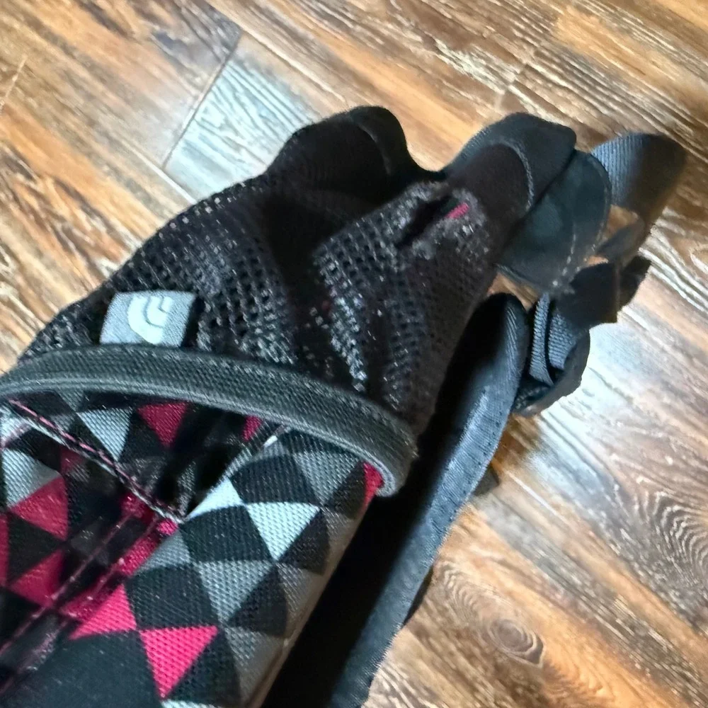 North Face Jester Backpack Womens Pink Black Geometric Triangle A93H Bookbag